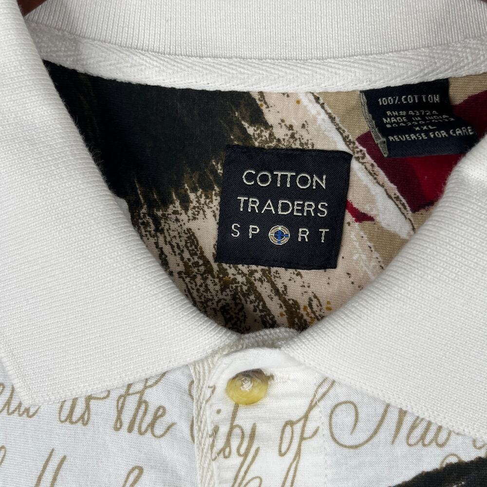 USA Flag Bald Eagle Graphic Print Polo Shirt Mens 2XL Cotton Traders Sport - Picture 5 of 10